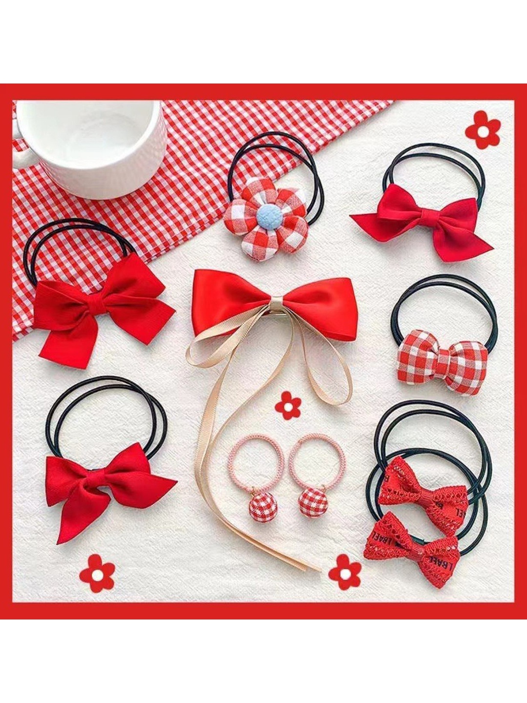 

SYGA Girls 10-Piece Hair Accessory Set, Red