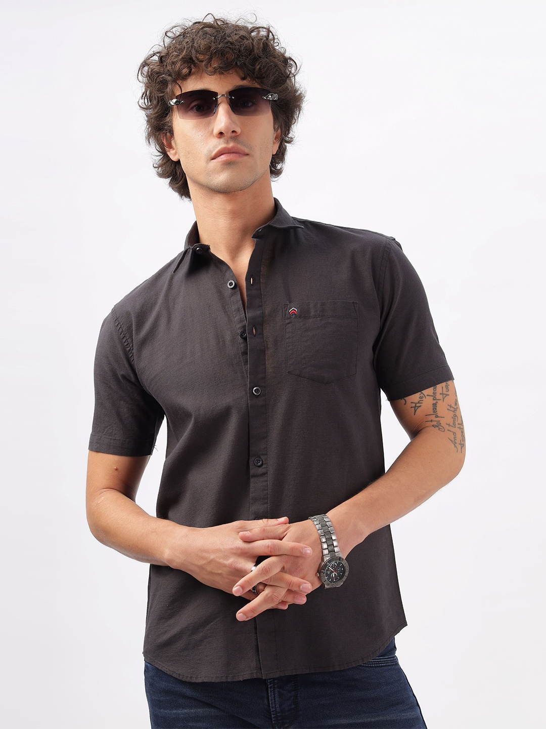 

BS BLUE SQUAD Men Slim Fit Opaque Casual Shirt, Charcoal