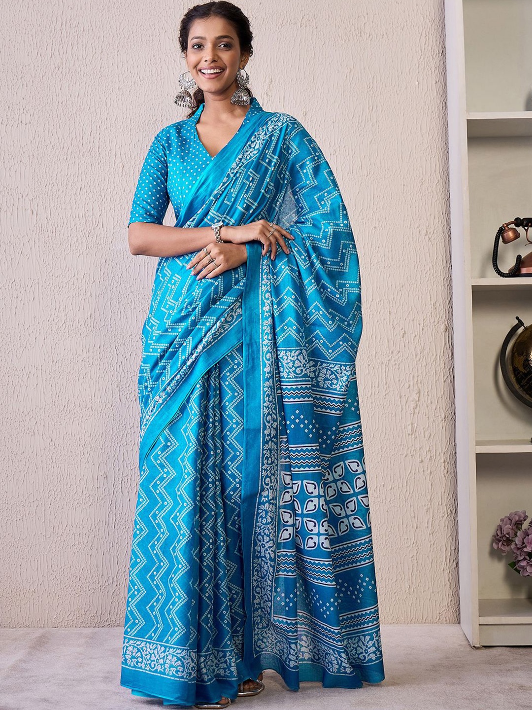 

KALINI Bandhani Designer Bandhani Saree, Blue