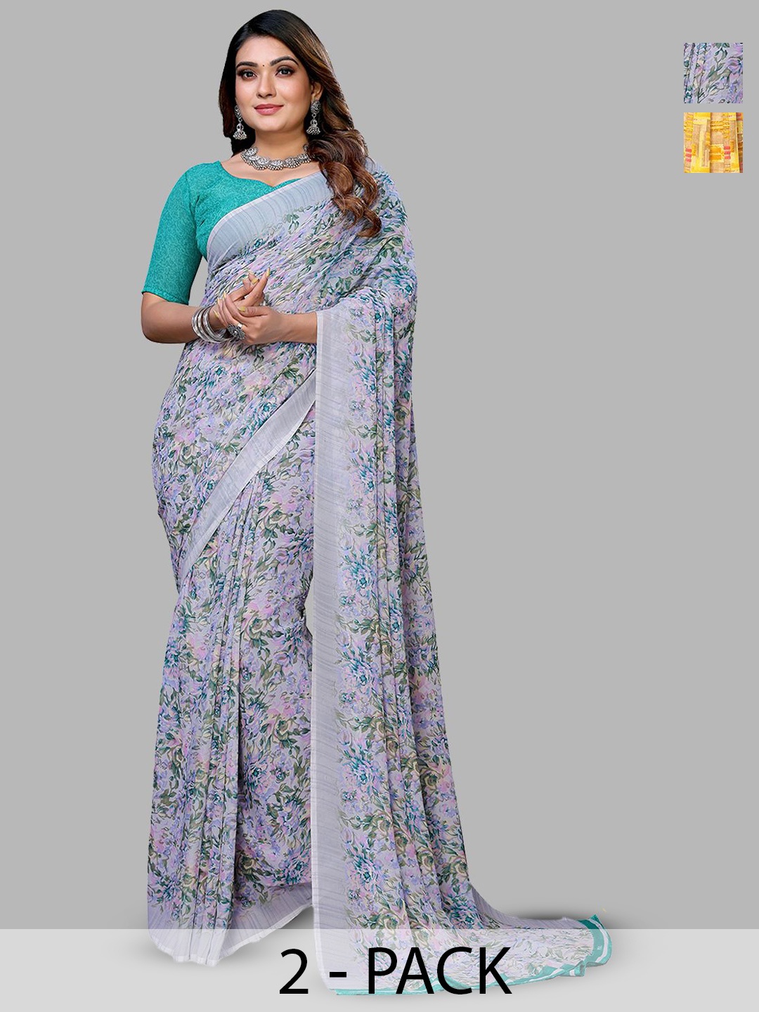 

Moda Rapido Floral Poly Georgette Saree, Yellow