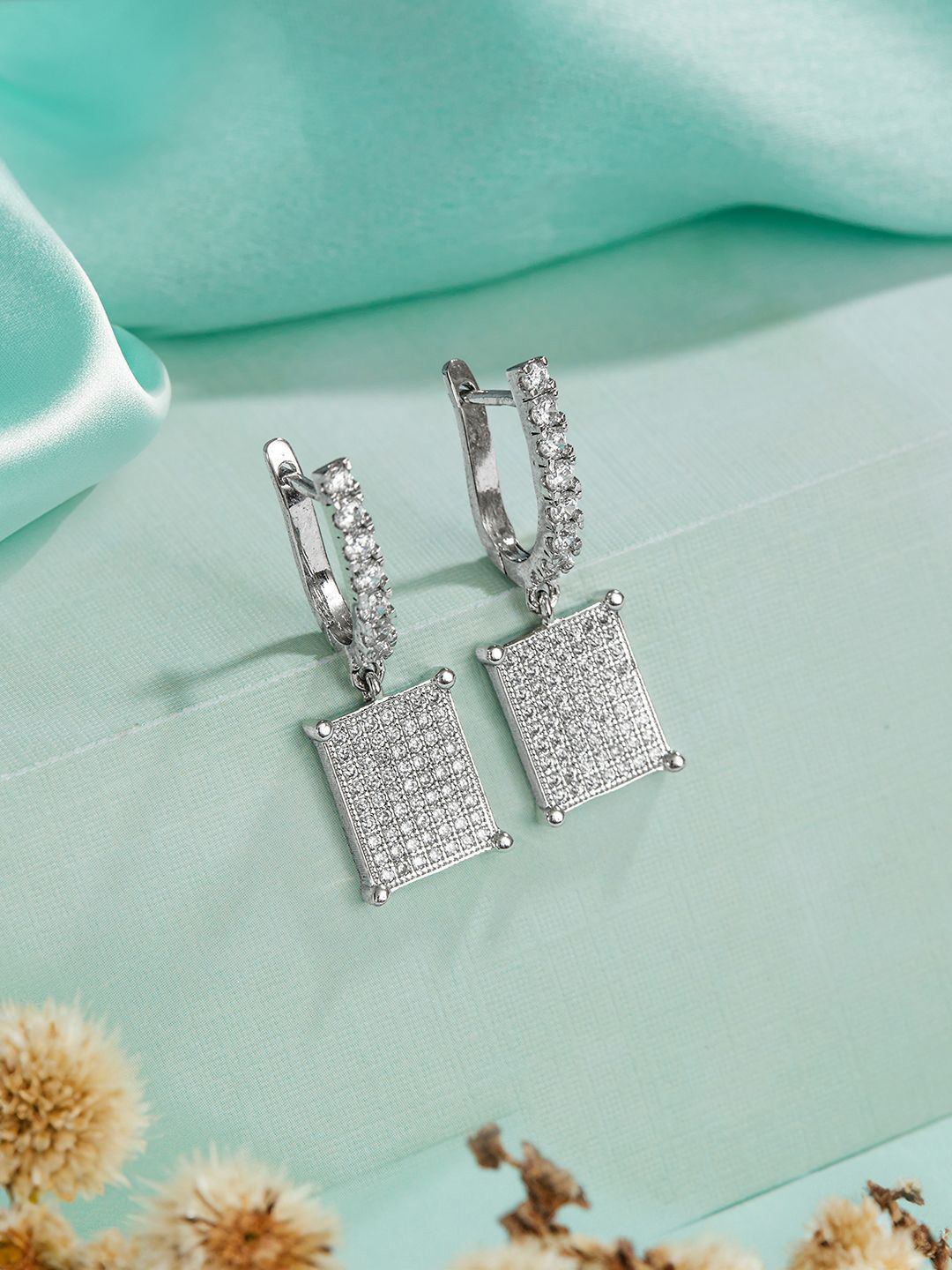 

SARAF SILVERETZ 925 Sterling Silver Square Drop Earrings
