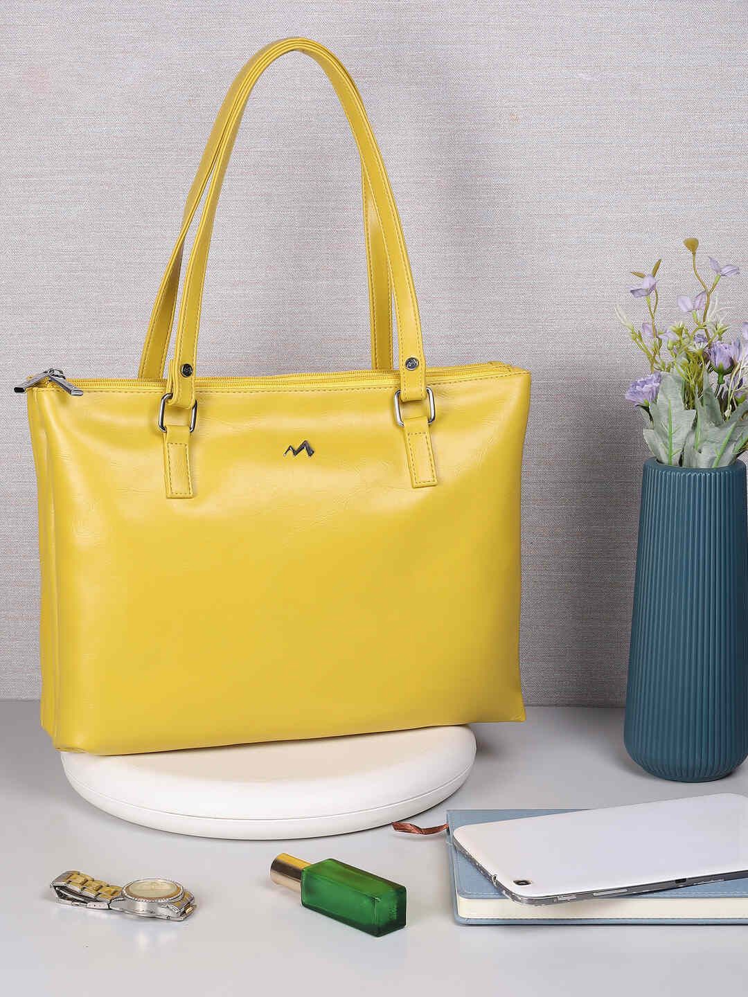 

Metro PU Shopper Shoulder Bag with Bow Detail, Yellow