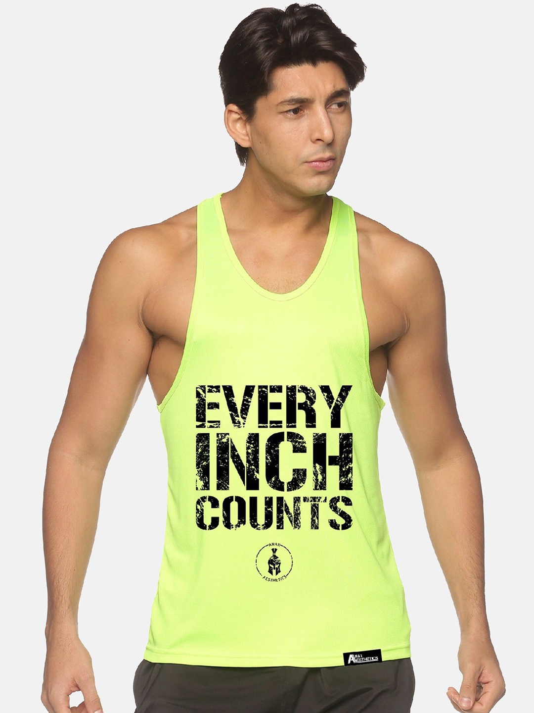 

Anax Aesthetics Men Polyester Dri-Fit Printed Sleeveless Sando Gym Vest Stringer Tank Top, Green