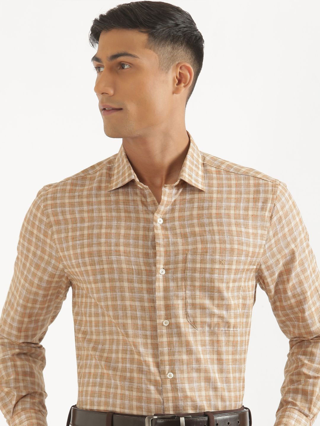 

CROYDON UK Men Comfort Opaque Checked Casual Shirt, Brown