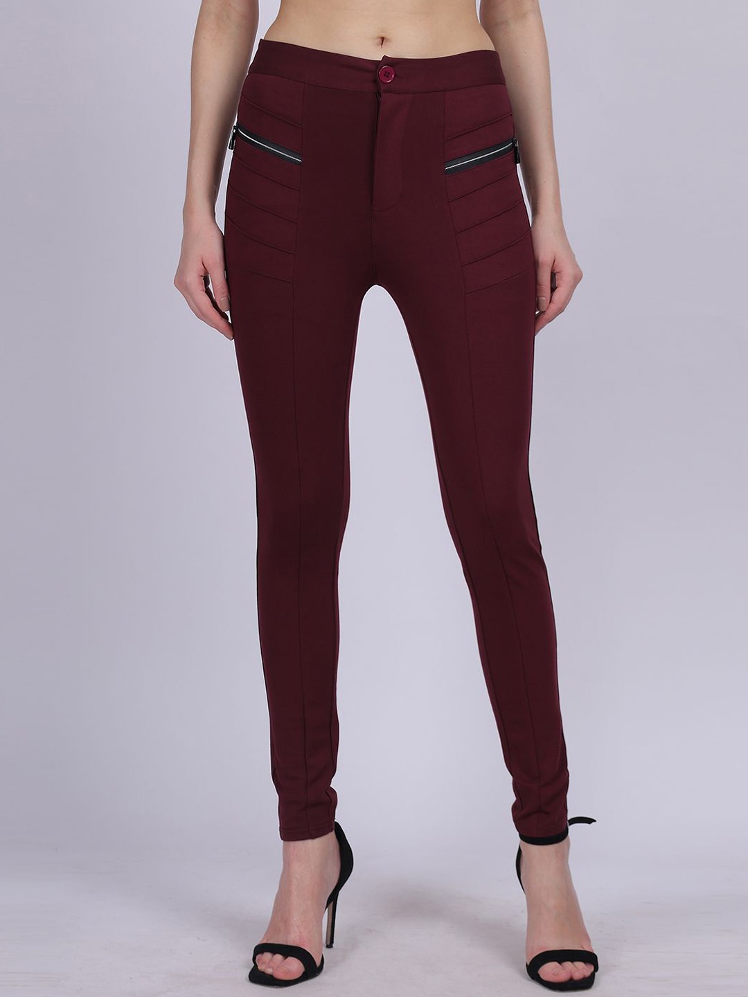 

Aumbe Women Mid-Rise Joggers Trousers, Purple