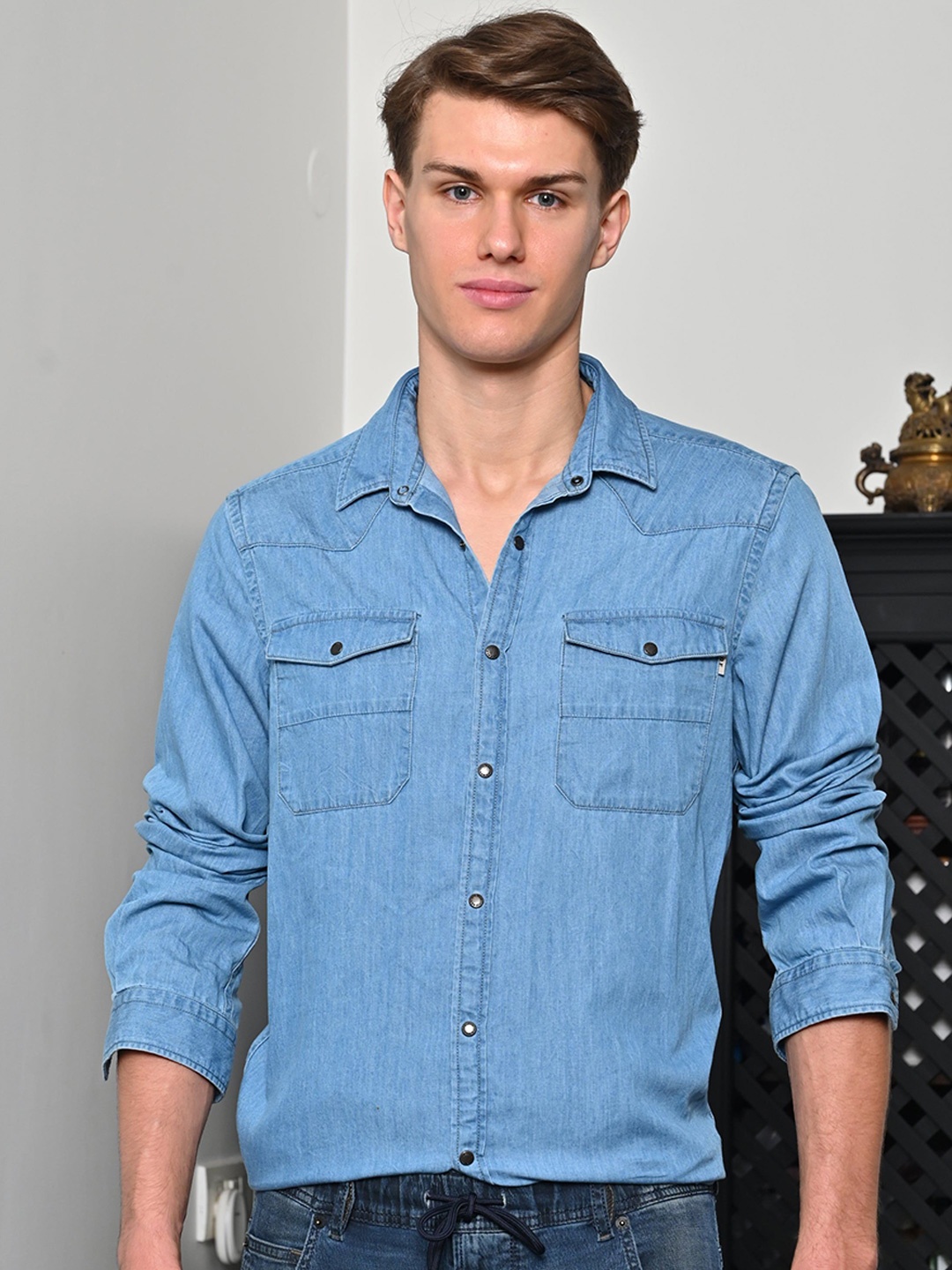 

Mark - Washed Down Denim Shirt - Blue
