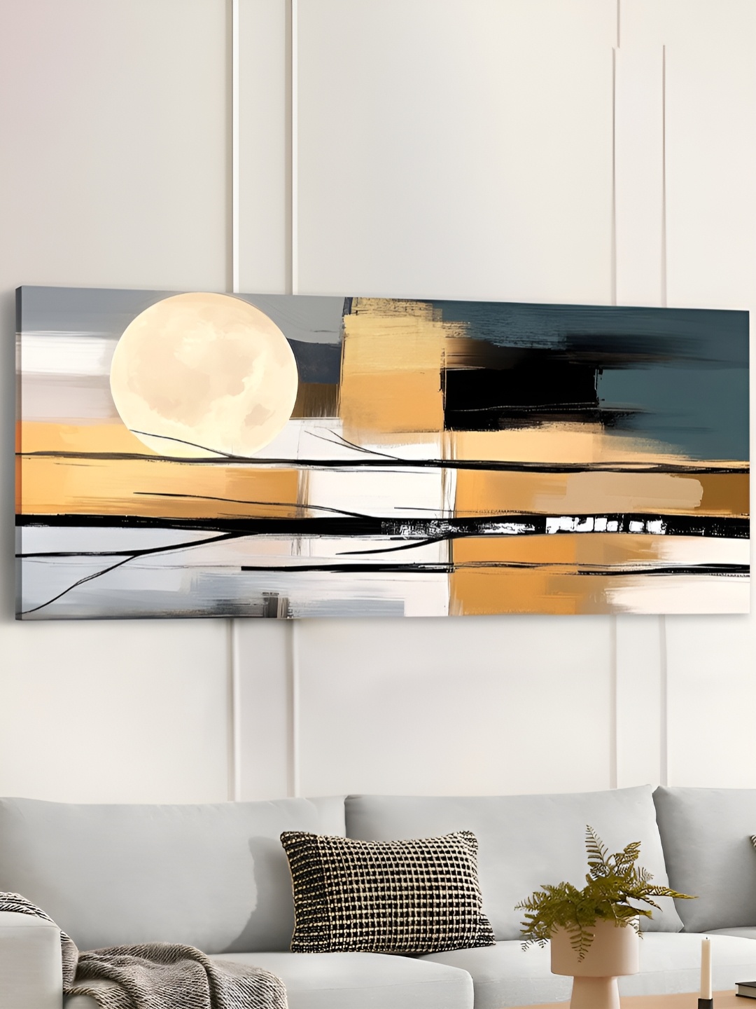 

Art Street Yellow & Black 1 Piece Canvas Abstract Wall Paintings