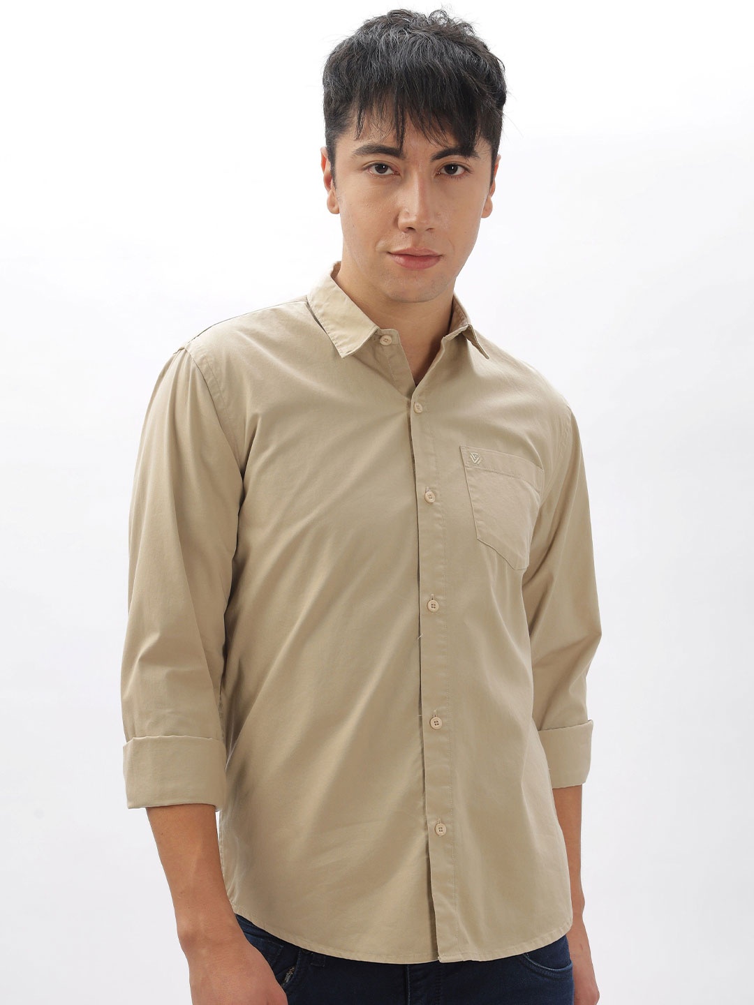 

BS BLUE SQUAD Men Slim Fit Opaque Casual Shirt, Beige