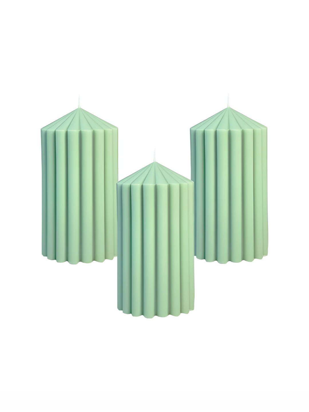 

atorakushon Mint Green 3 pieces Soy Wax Vanilla Scented Pillar Candle
