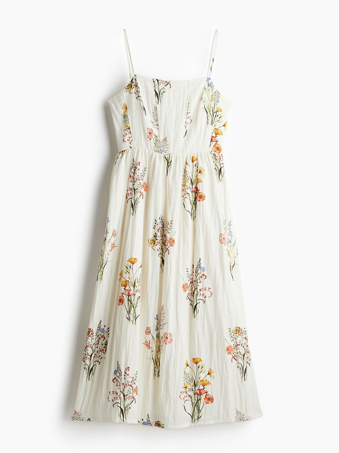 

H&M Linen-Blend Midi Dress, White