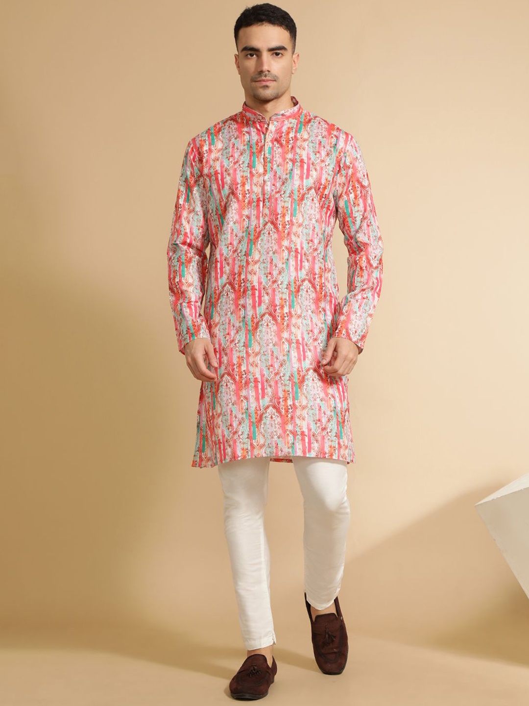 

Jaipur Kurti Men Printed Pastels Kurta, Multi