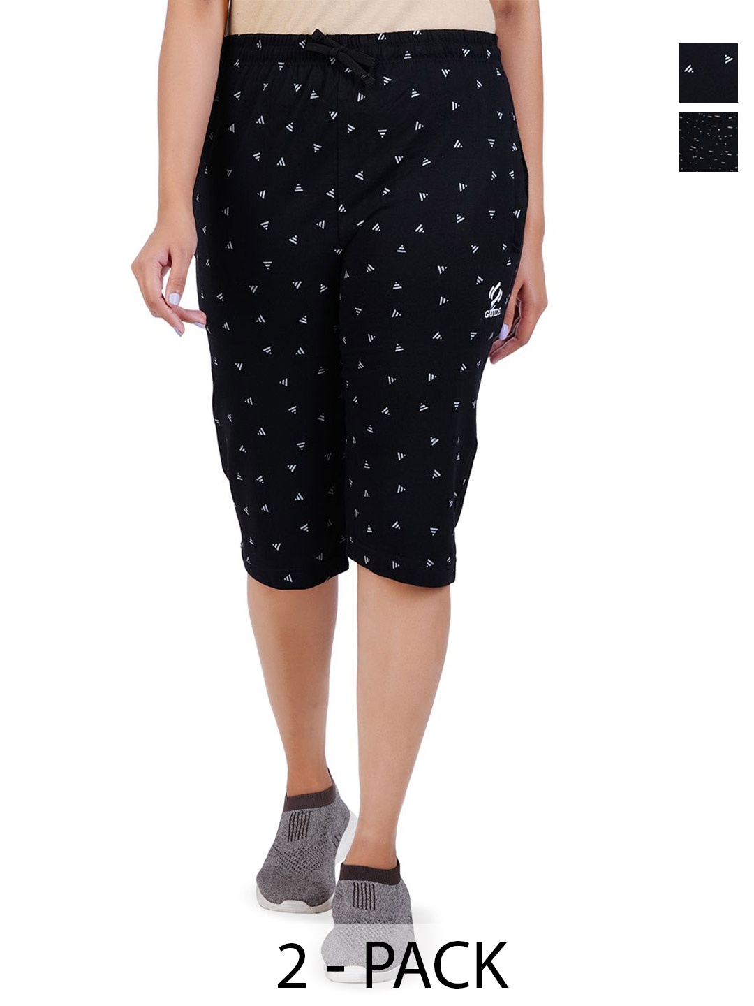 

GUIDE Women Printed Capris, Black