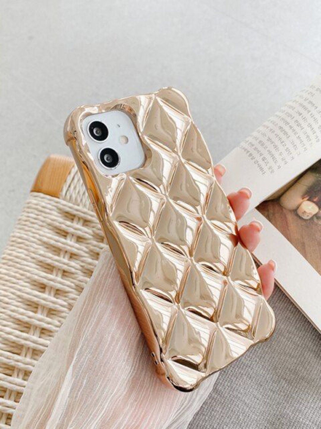 

Luxury Kase Solid Printed iPhone 12 Back Case Mobile Accessories, Gold