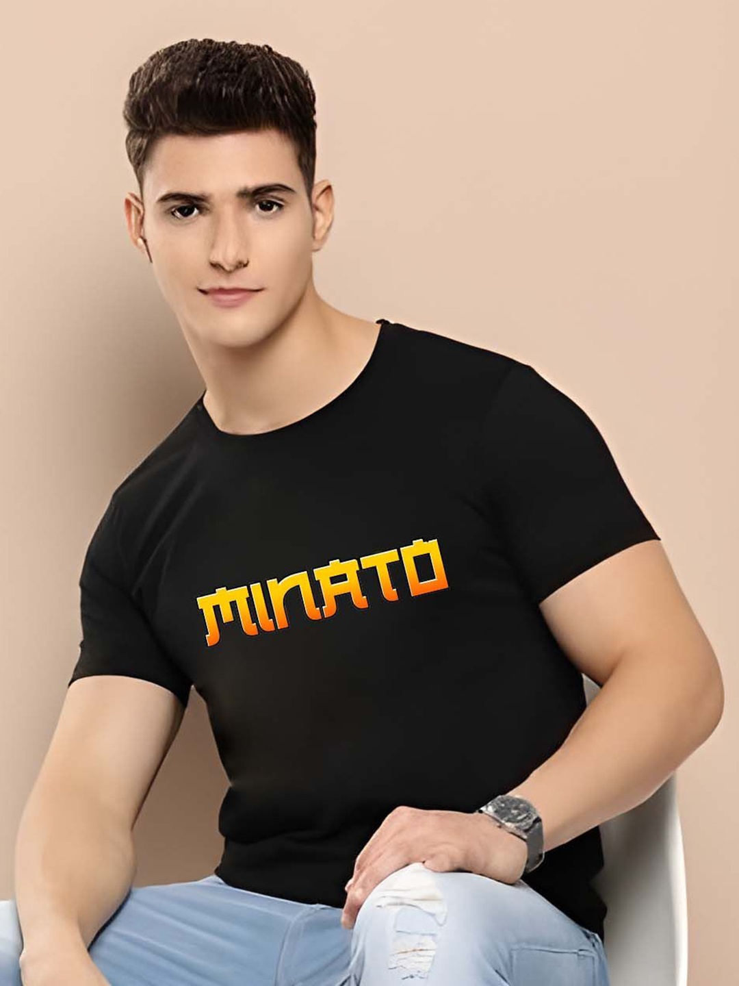 

Moda Rapido Men Graphic Printed Round Neck Cotton T-shirt, Black