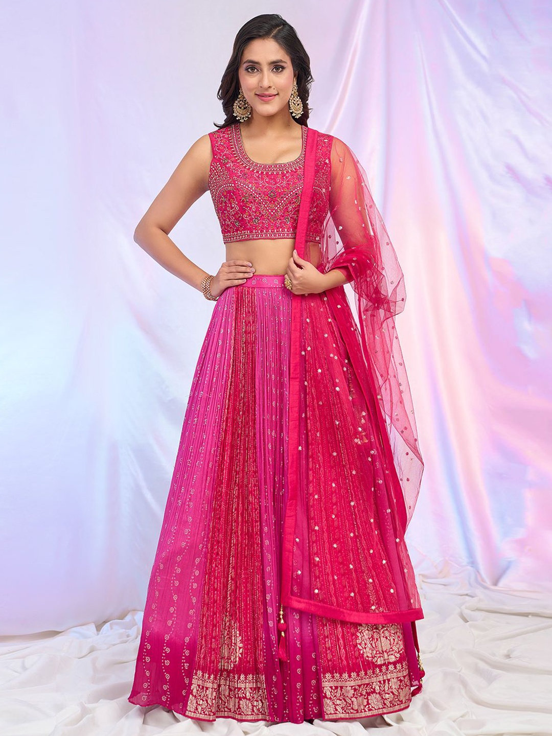 

Alaya Advani Embroidered Sequinned Ready to Wear Lehenga & Blouse With Dupatta, Pink