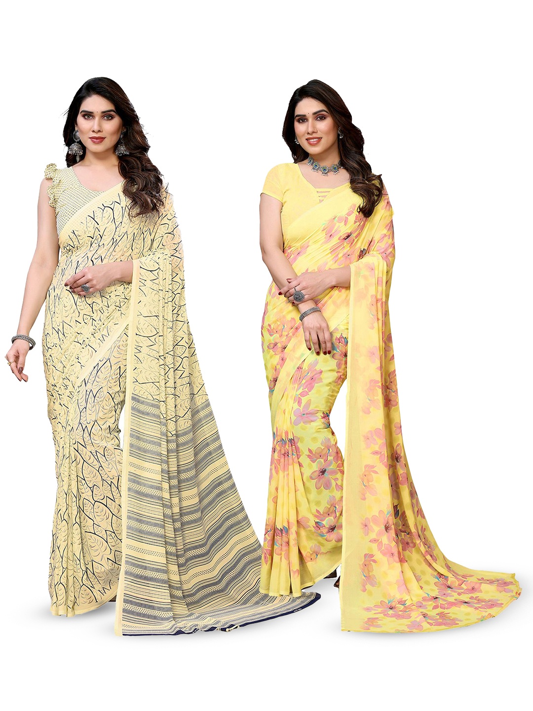 

Moda Rapido Floral Poly Georgette Saree, Yellow