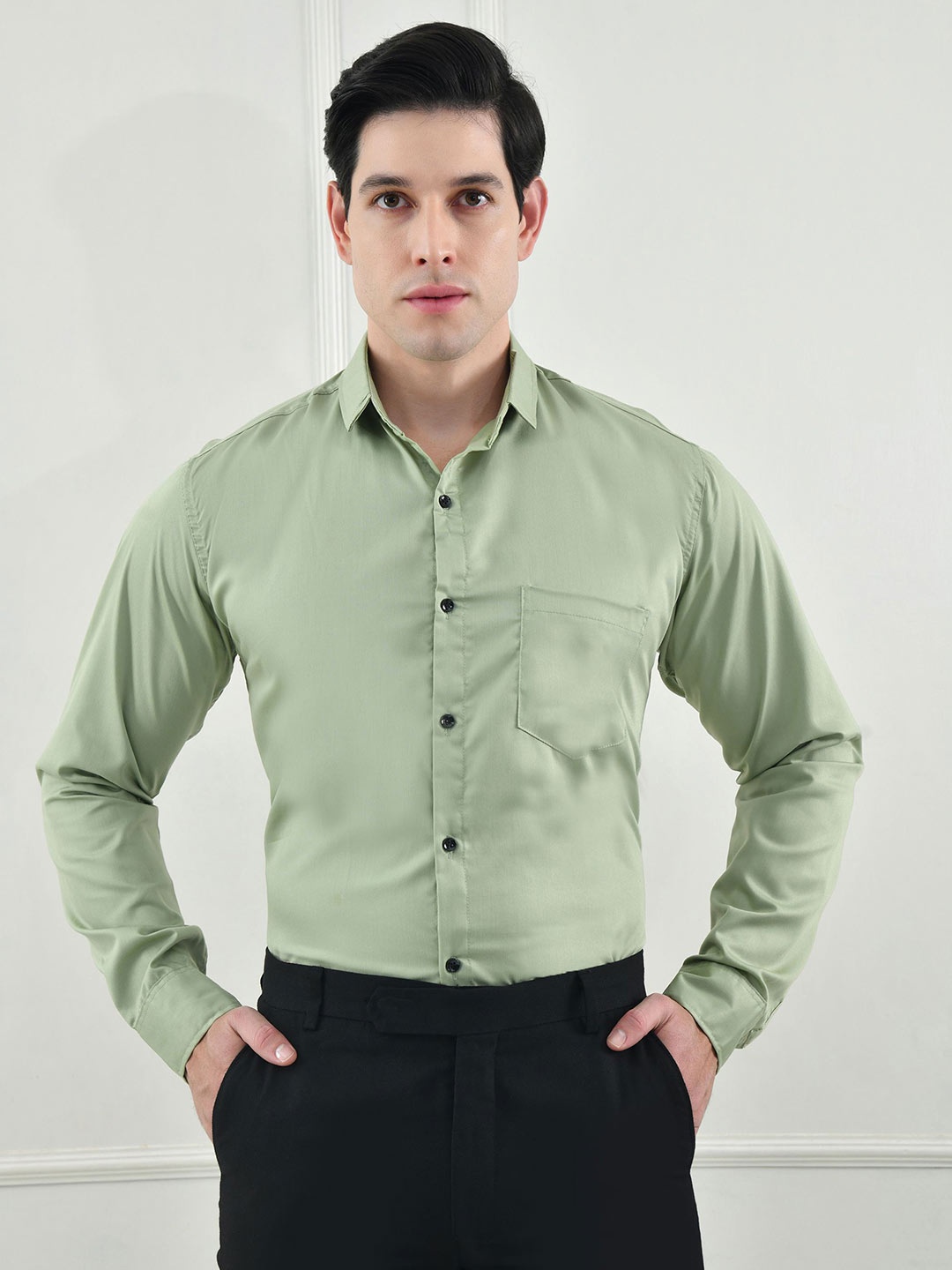 

BOWLIFESTYLE Men Comfort Opaque Formal Shirt, Green