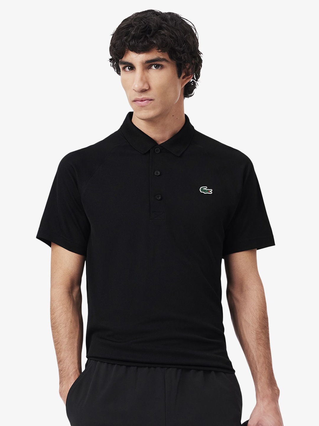 

Lacoste Men Polo Collar Applique T-shirt, Black