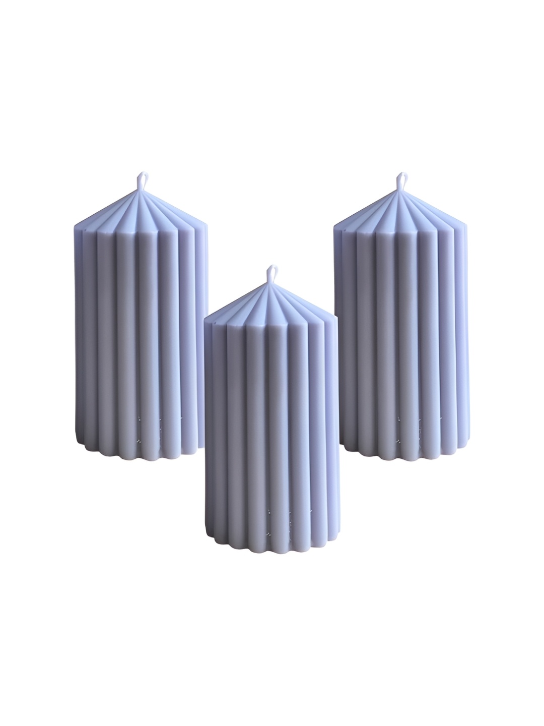 

atorakushon Purple 3 pieces Scented Point Ribbed Pillar Candles