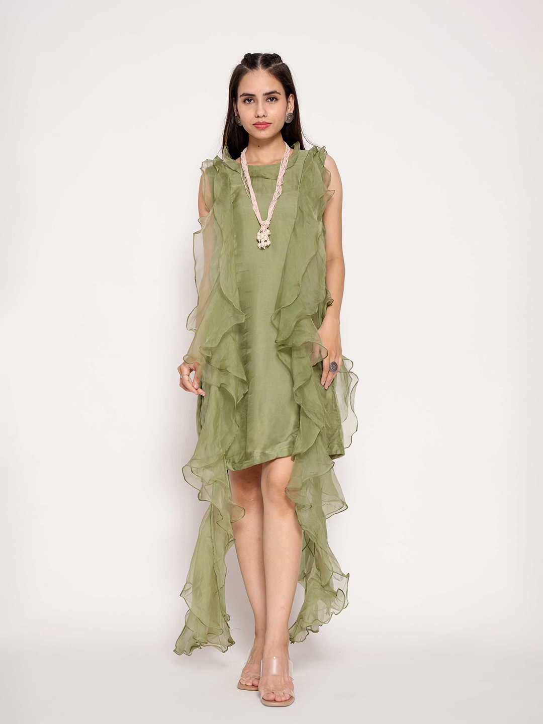 

AFFAIRE'S BY LEVELL5 Women Satin A-Line Dress, Green