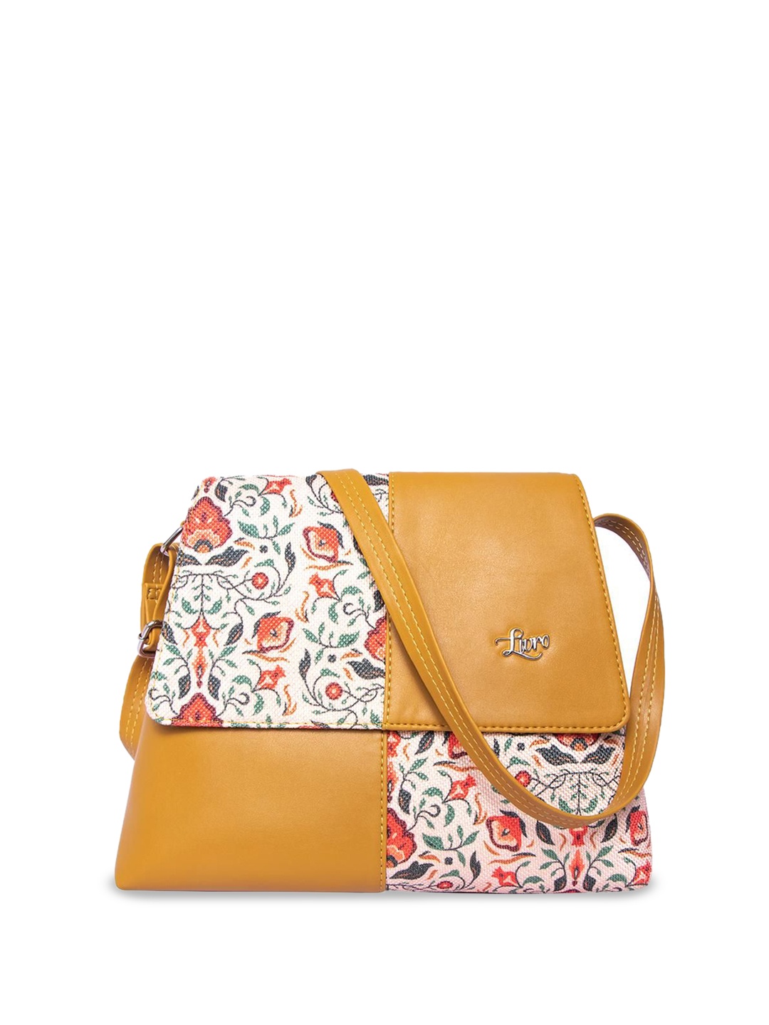 

LIVRO Floral Structured Sling Bag, Yellow