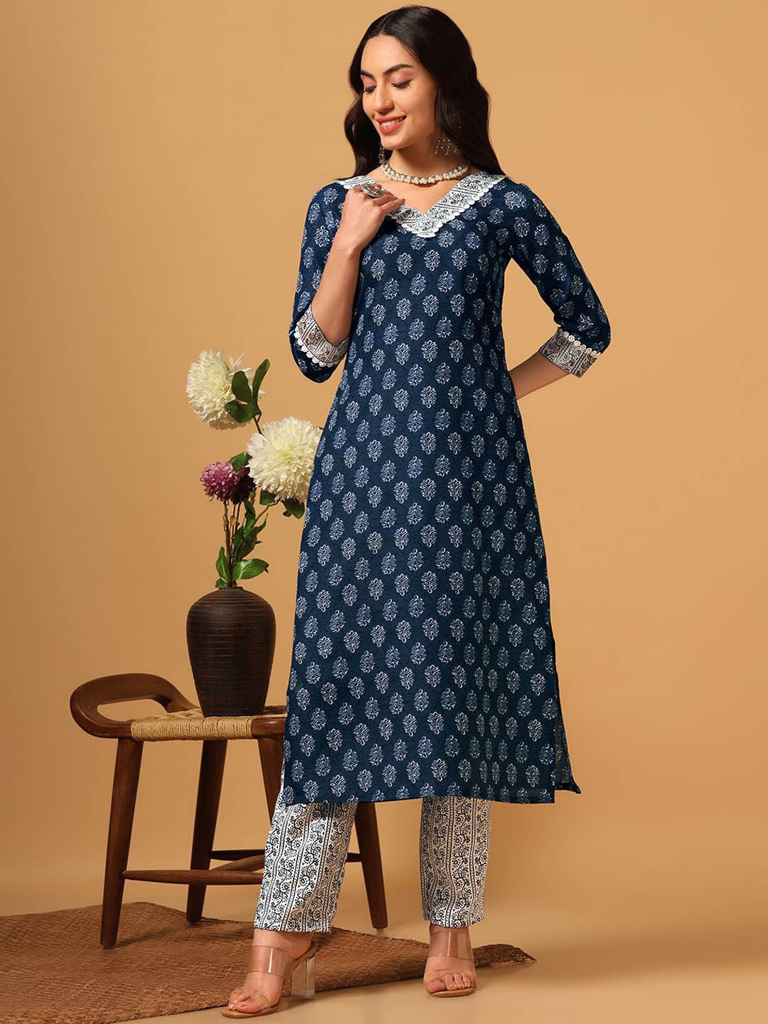

Moda Rapido Women Floral Printed Regular Kurta with Salwar, Blue