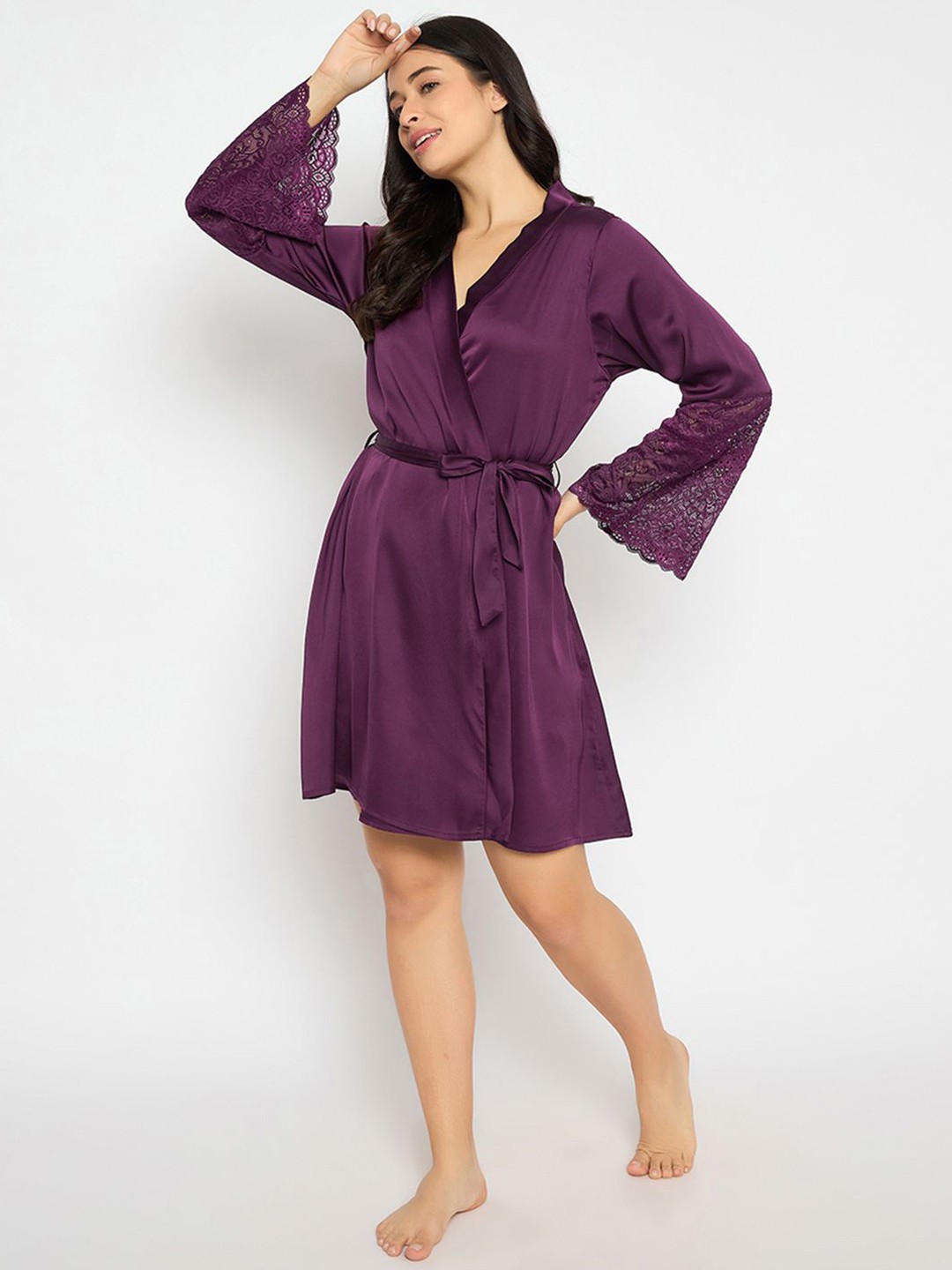 

Clovia Women Mini Robe, Purple
