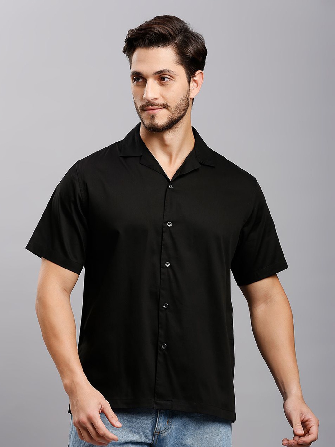 

JAPS Men Classic Opaque Casual Shirt, Black
