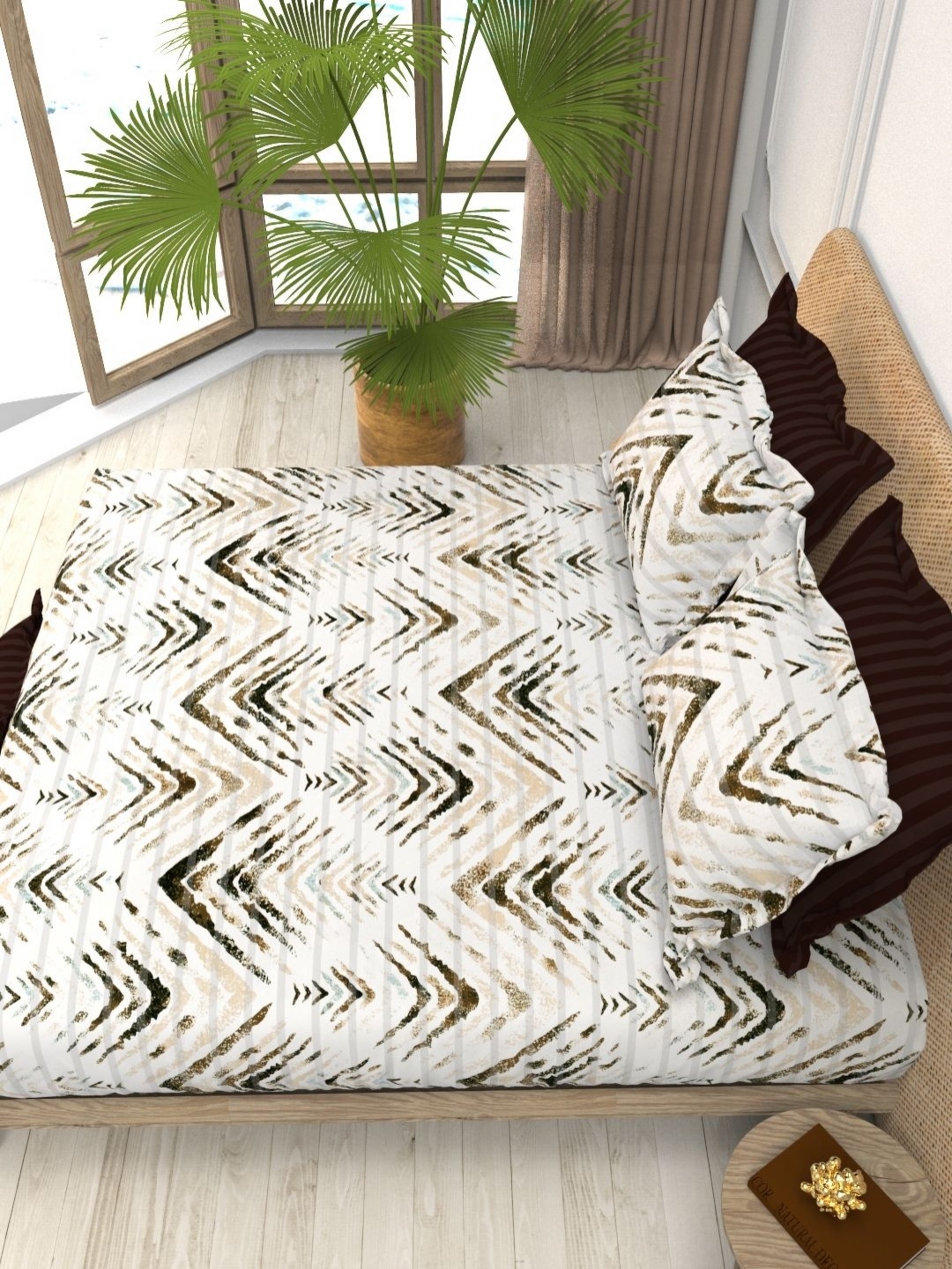 

THE WHITE MOSS Christe Pure Cotton 220 TC Flat King Bedsheet With 2 Pillow Covers
