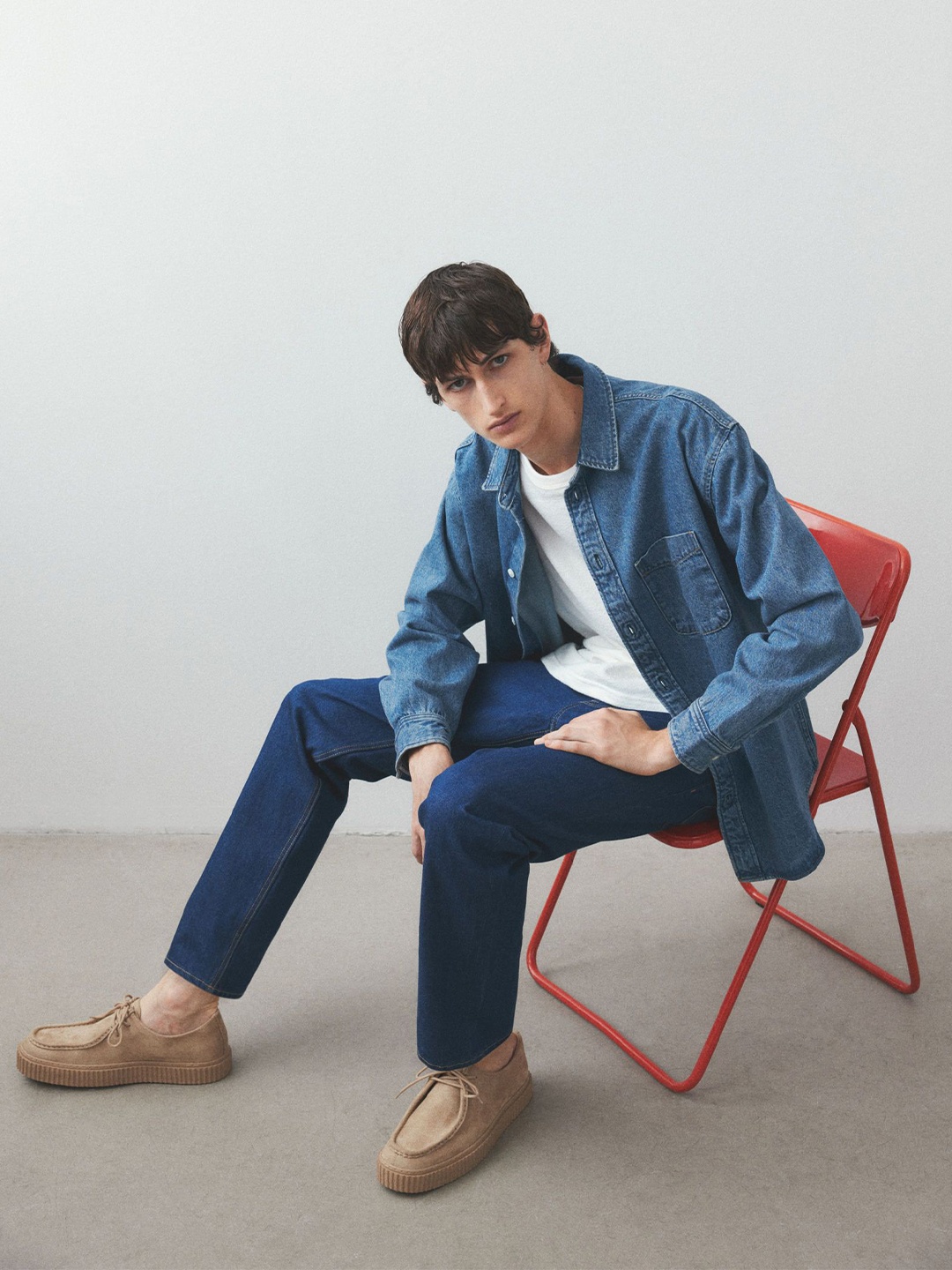 

H&M Loose Fit Denim Shirt, Blue