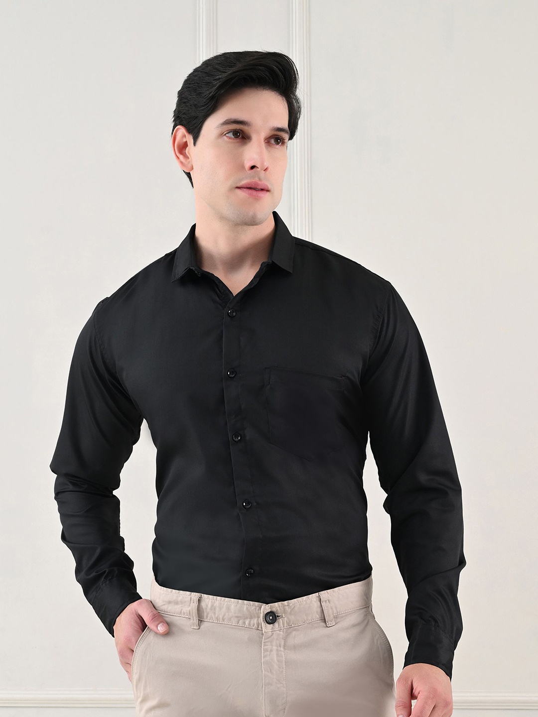 

BOWLIFESTYLE Men Comfort Opaque Formal Shirt, Black