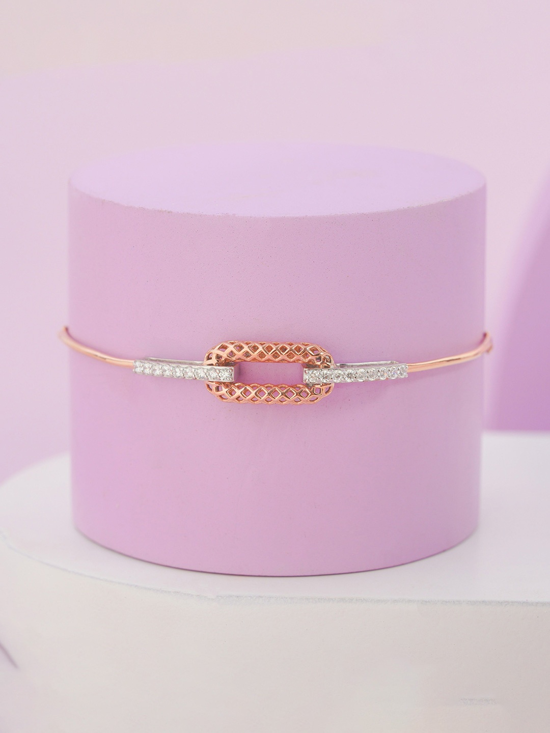 

KIORAH Women Sterling Silver Rose Gold-Plated Wraparound Bracelet