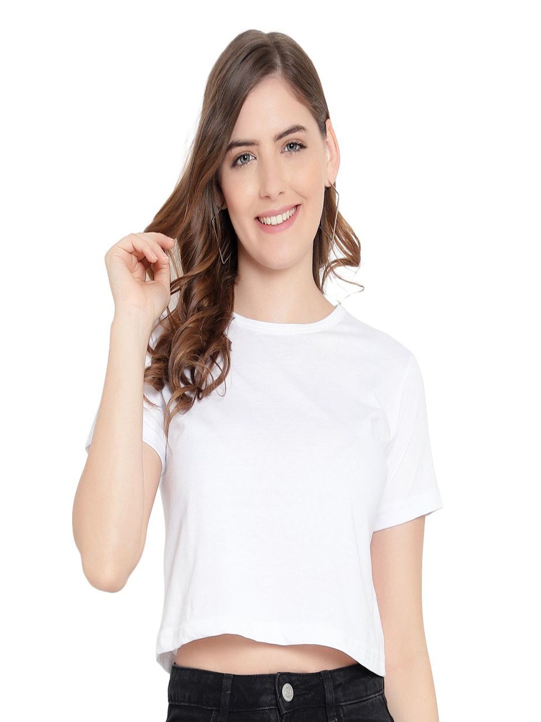 

DEEPMAYRA COLLECTION Women Cotton Fitted Crop Top, White