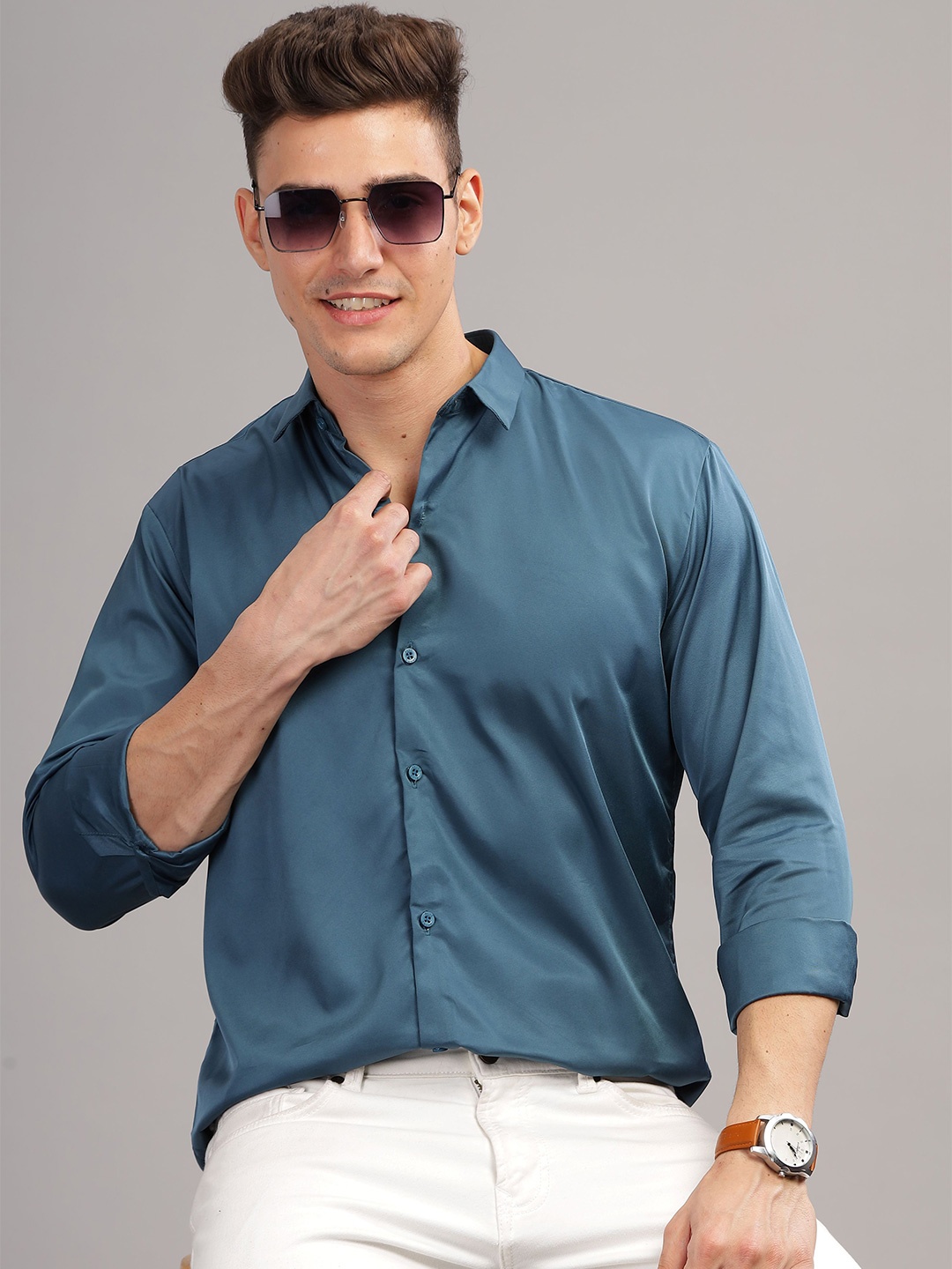 

BS BLUE SQUAD Men Slim Fit Opaque Casual Shirt