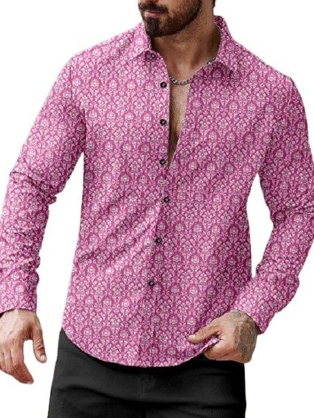 

ISUEL FAB Men Opaque Striped Formal Shirt, Pink