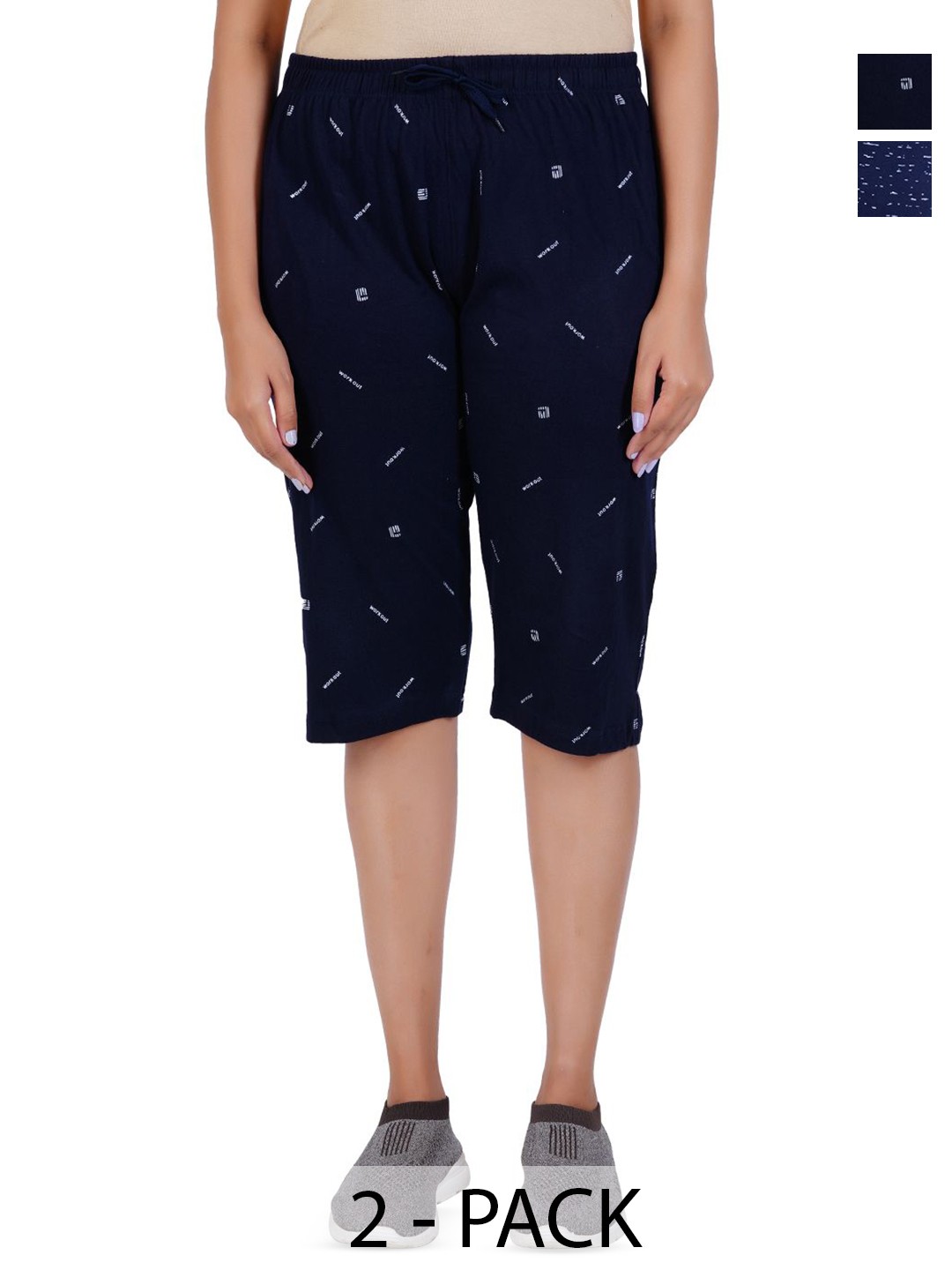 

GUIDE Women Printed Capris, Navy blue
