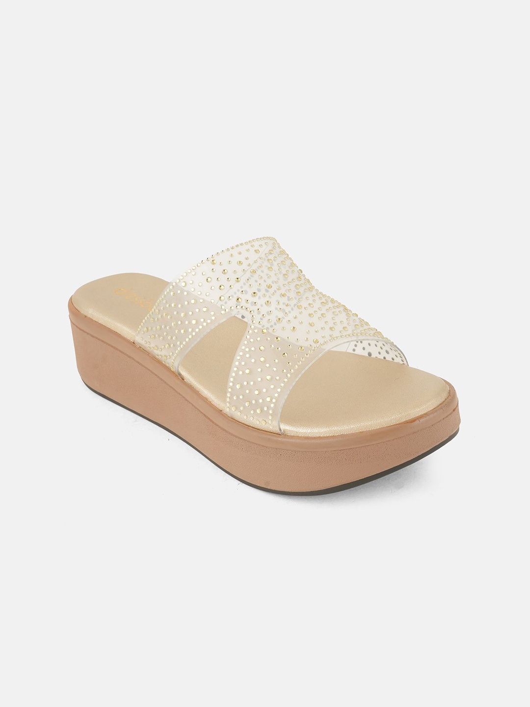 

DressBerry Work Flatform Sandals, Gold