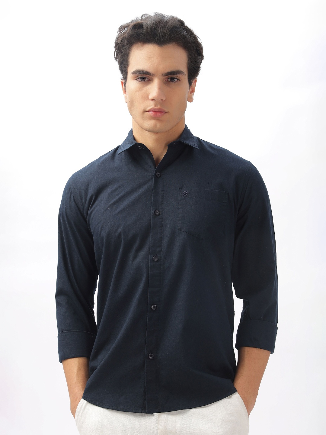 

BS BLUE SQUAD Men Slim Fit Opaque Casual Shirt, Navy blue