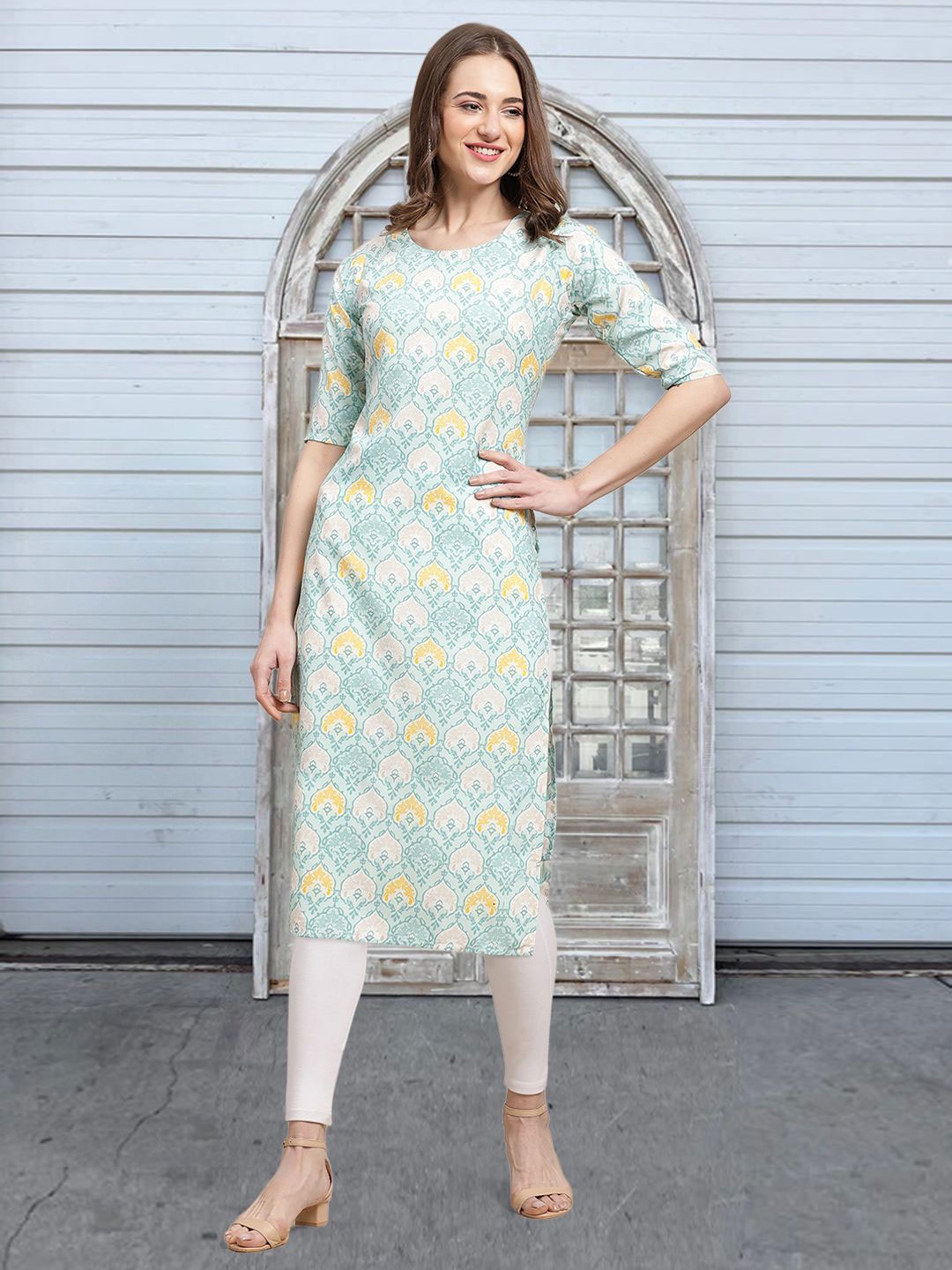 

Moda Rapido Women Ethnic Motifs Printed Straight Kurta, Blue
