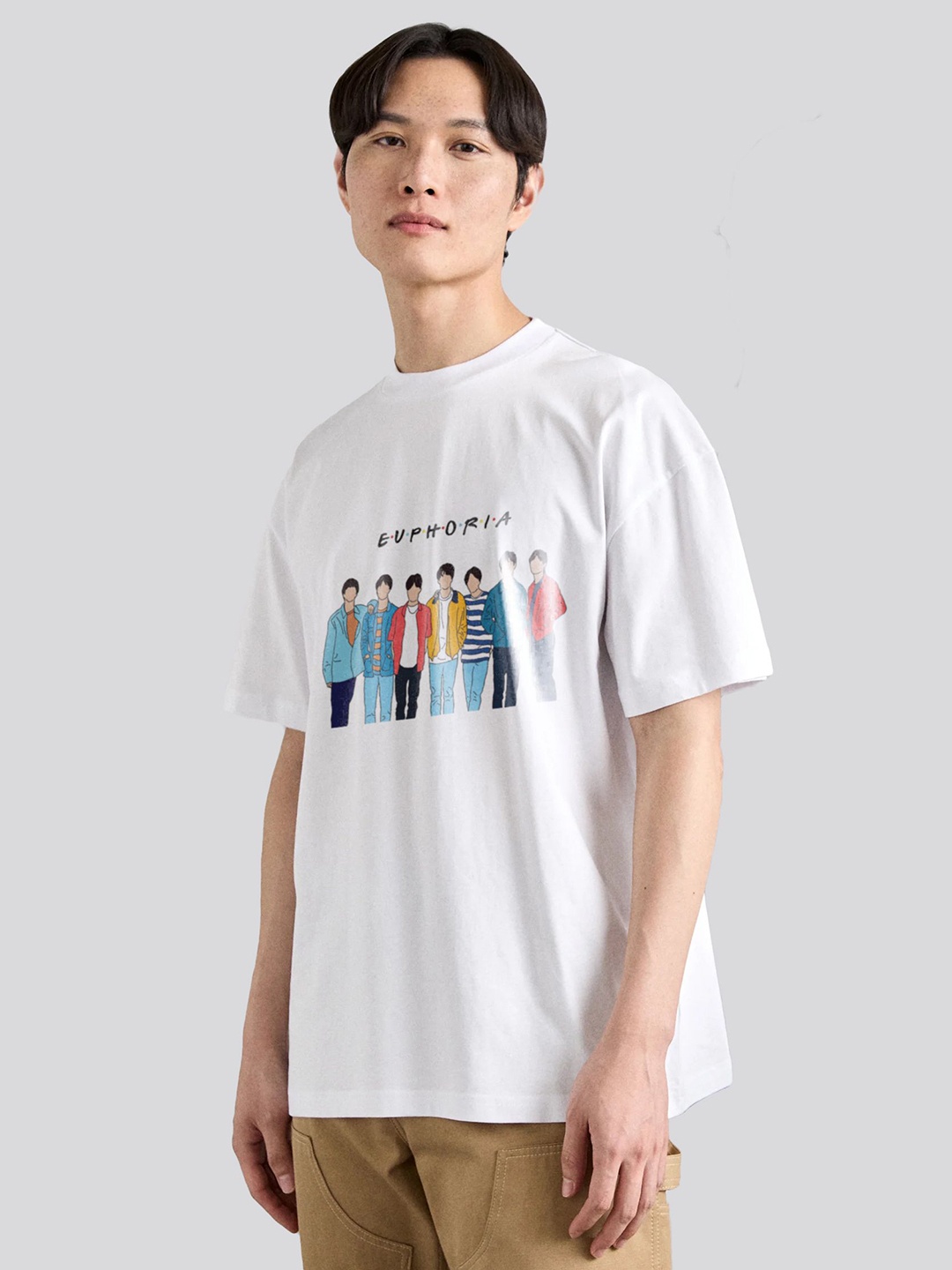 

The Korhean Store Men Printed T-shirt, White