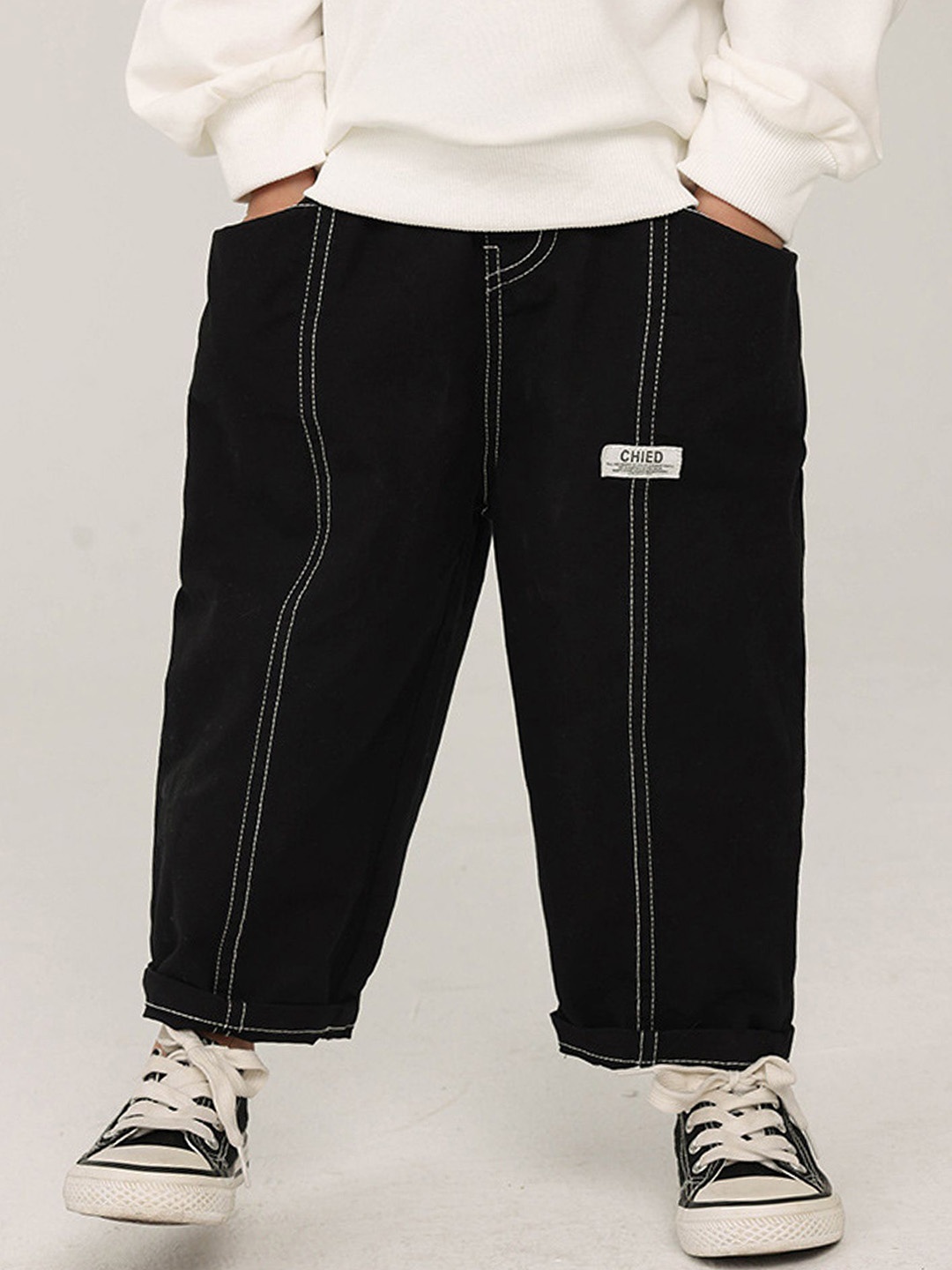 

LULU & SKY Boys High-rise Loose Fit Trousers, Black