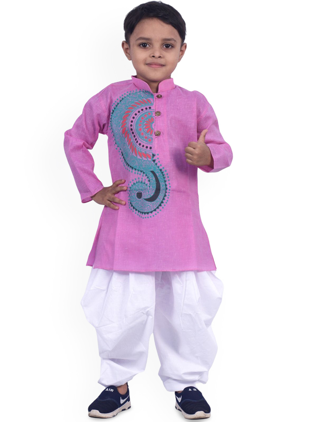 

Cae Boys Floral Printed Regular Kurta with Patiala, Purple