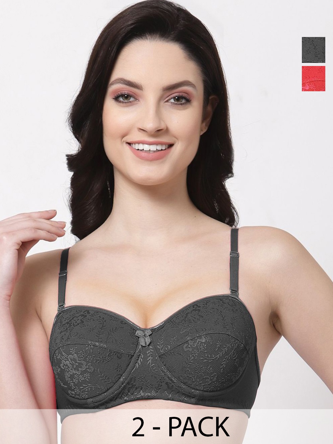 

SHYAM SONS FLAIR Floral Bralette Bra Full Coverage Lightly Padded, Black