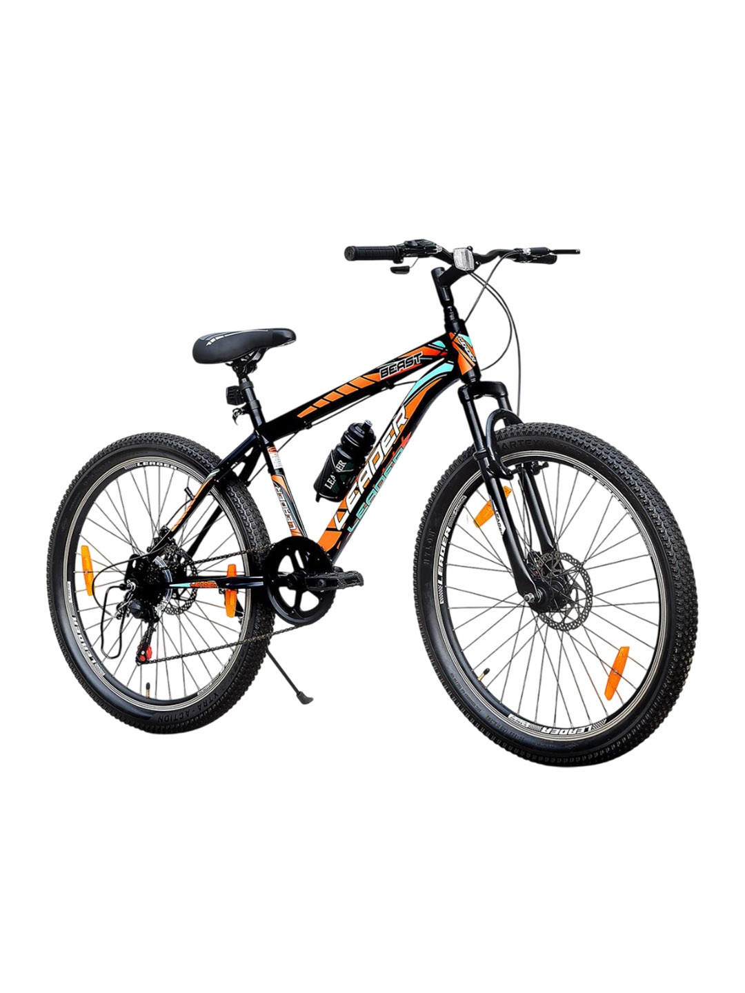 

LEADER Beast 26T Multispeed Mountain Bike With Front Suspension & Dual Disc Brake, Black