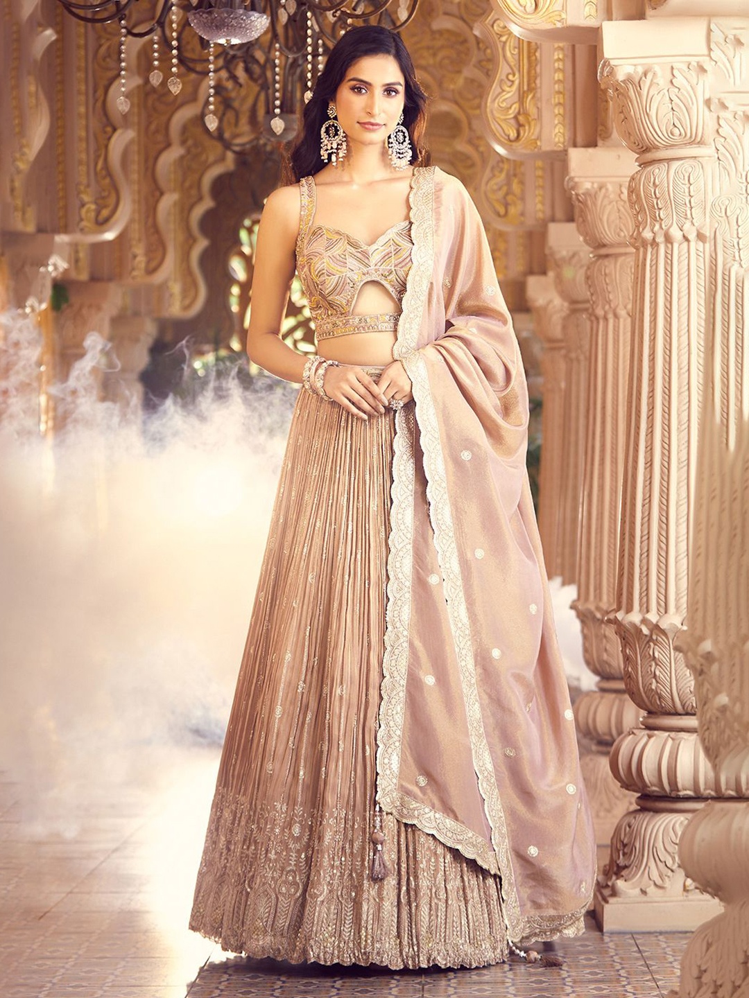 

Alaya Advani Embroidered Thread Work Ready to Wear Lehenga & Blouse With Dupatta, Beige