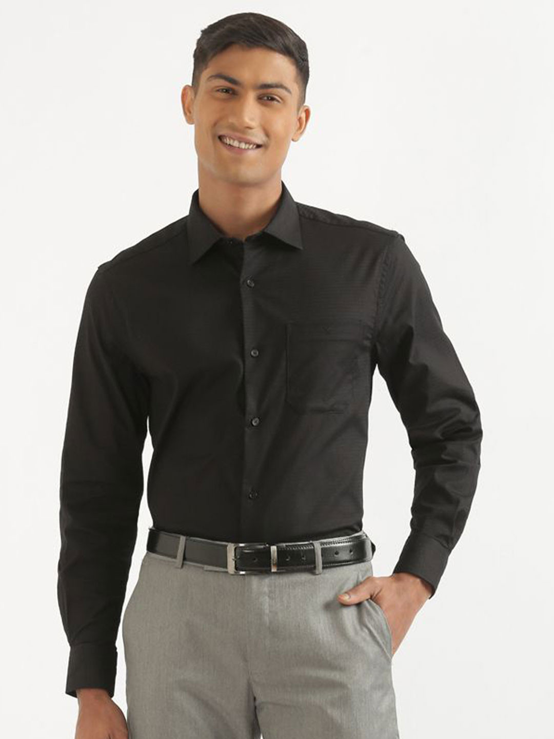 

CROYDON UK Men Comfort Opaque Casual Shirt, Black