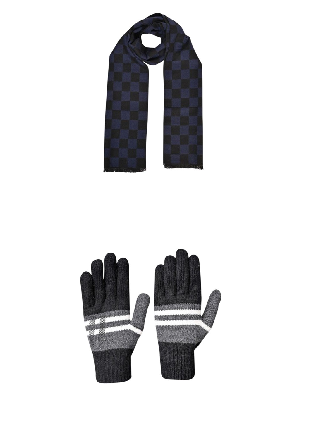 

LOOM LEGACY Men Striped Acrylic Winter Gloves, Black