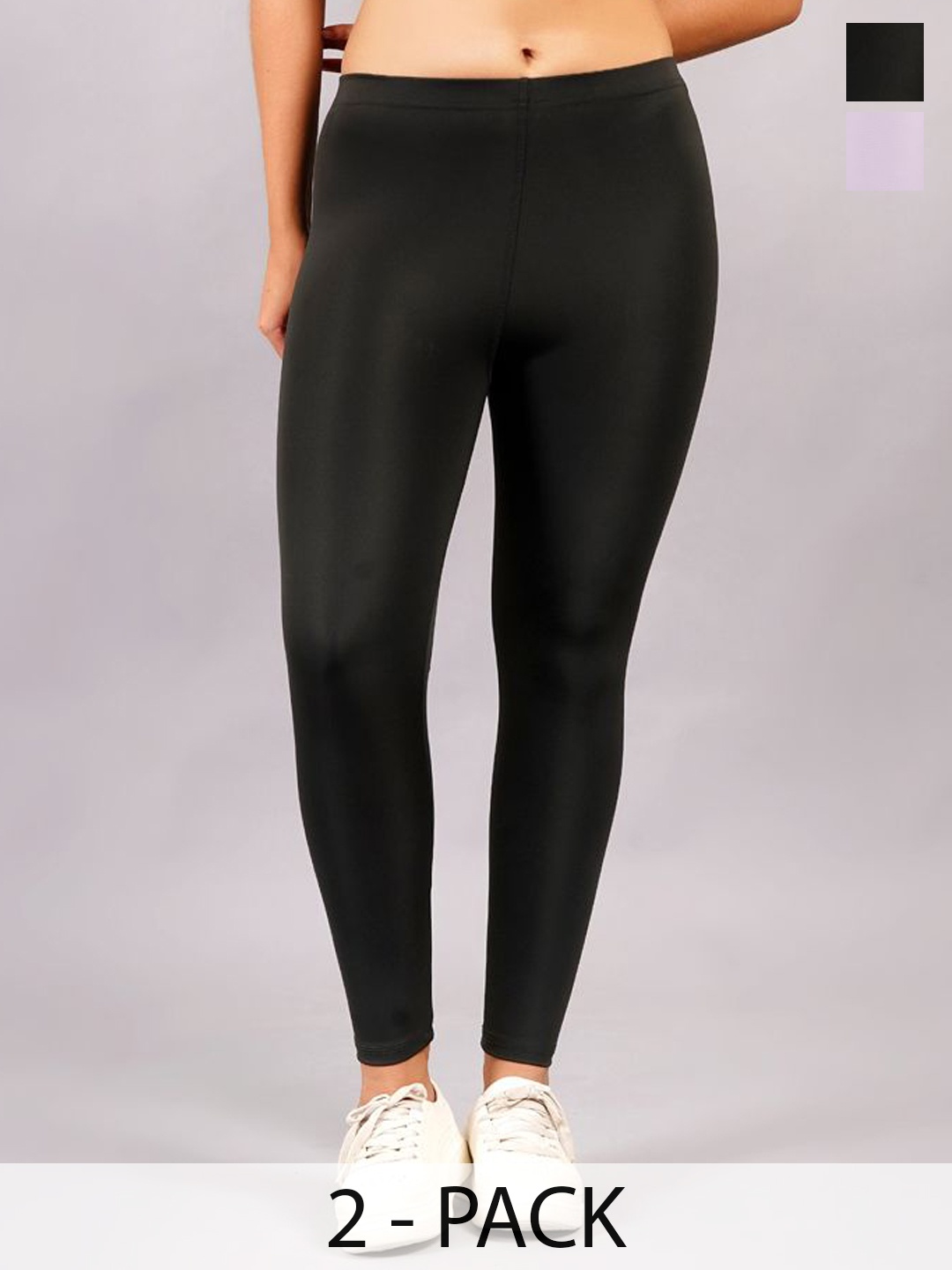 

NEVER LOSE Women Pack Of 2 High-Rise Ankle-Length Tights, Lavender
