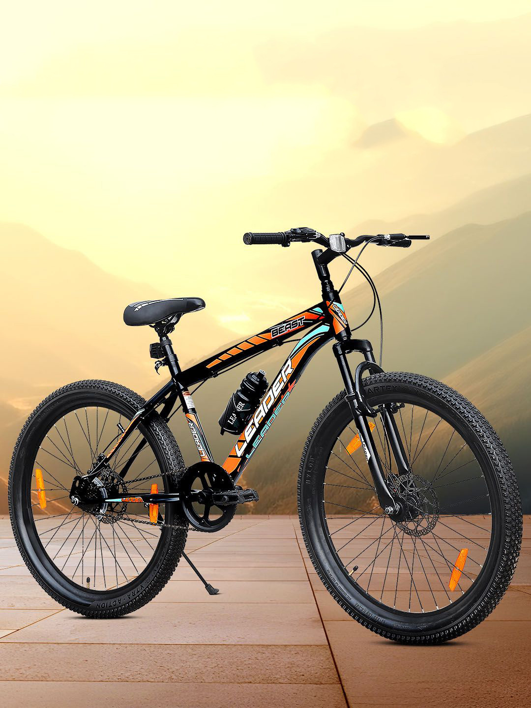 

LEADER Beast 26T Mountain Cycle With Front Suspension & Dual Disc Brake, Black