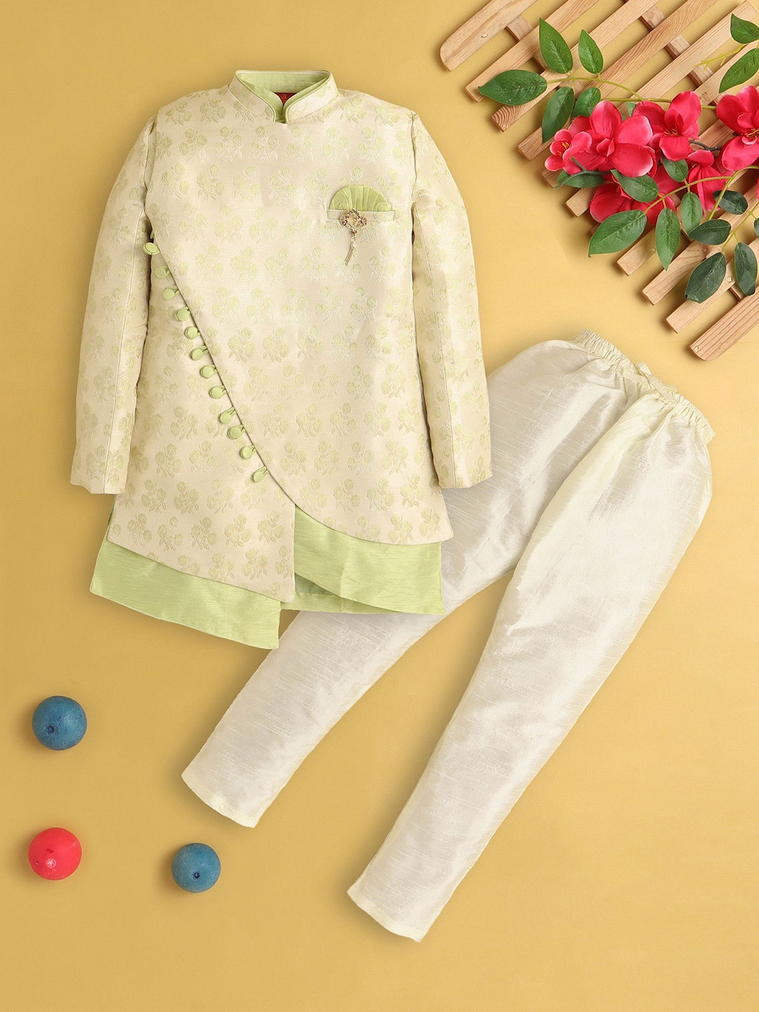 

Jeetethnics Boys Regular Kurta with Pyjamas, Green